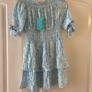 Melissa Odabash Blue and White Patterned Dress